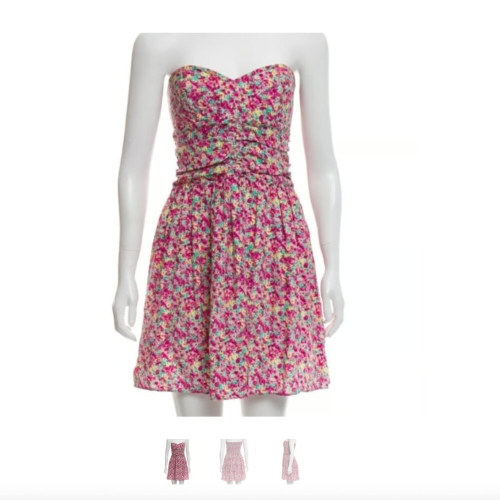 Parker Floral Strapless Dress Size S